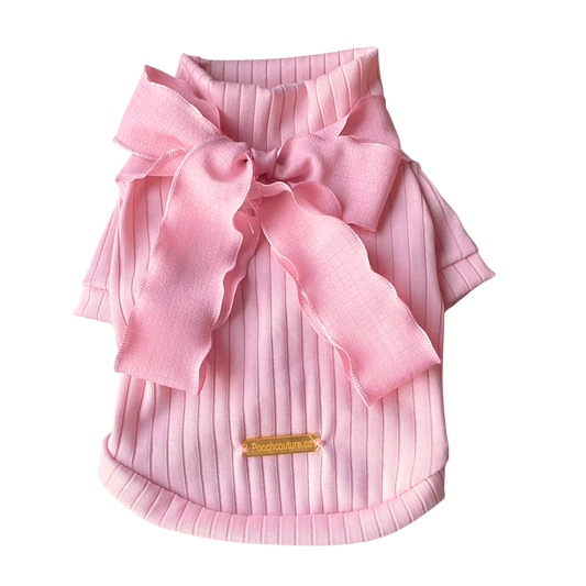 Pink Bow Cotton Turtleneck