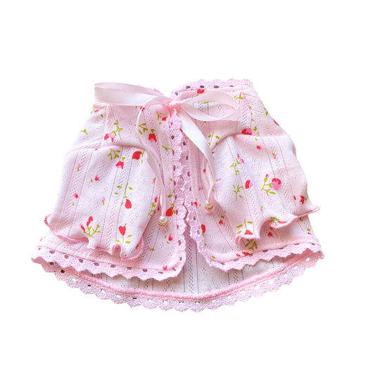 Pink Combed Cotton Cardigan